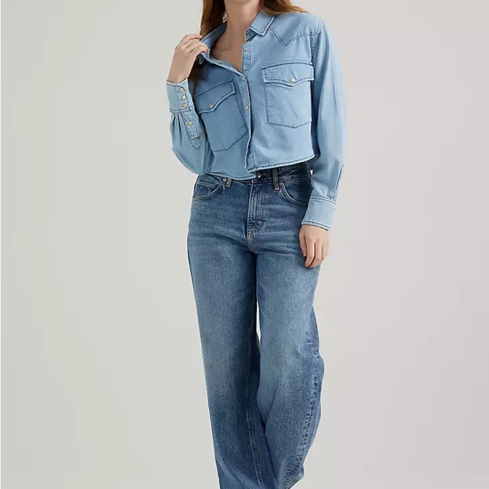 Light Blue Denim Button-Up Shirt